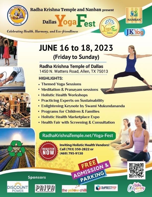 Radha Krishna Temple and Nanban Dallas Yoga Fest 2023